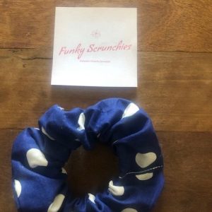 Hair Scrunchie – Navy Spotty