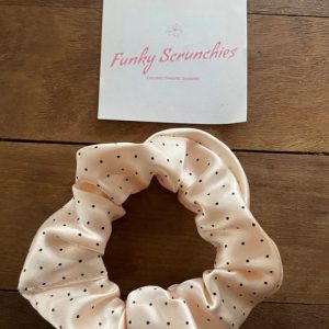 Hair Scrunchie – Spotty Pink Silk